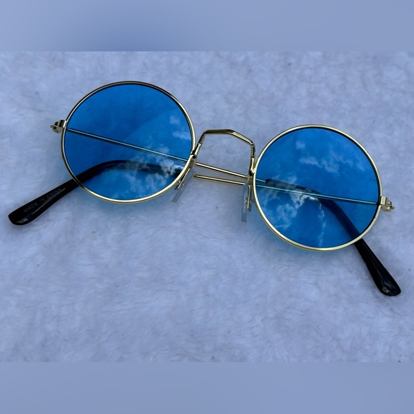 Blue Round Boho Hippie Sunglasses - Picture 1 of 10